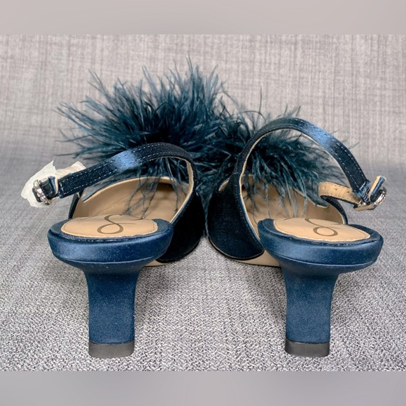 Sam Edelman Bianka Feather Slingback Satin Pump Navy - Picture 7 of 7